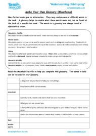 Worksheets for kids - make-your-own-glossary-mountains